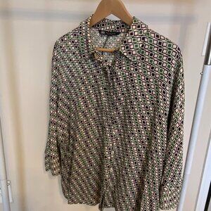 ZARA STYLISH GEOMETRIC PRINT SHIRT, Medium